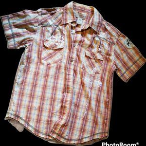 SARGENT PEPPER Rust Plaid Shirt (Size M)